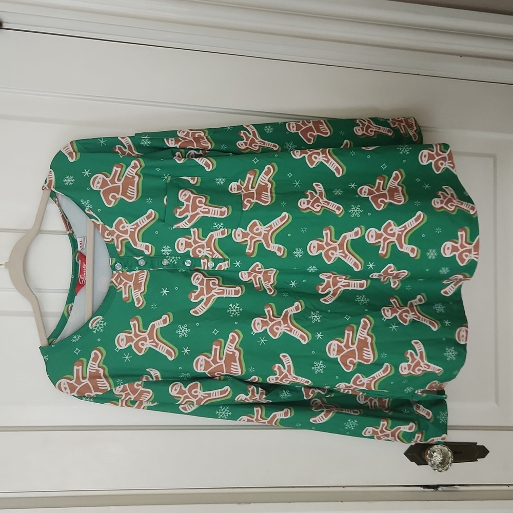 Women's 2X pajama top, Shinesty "Ninja Bread" print